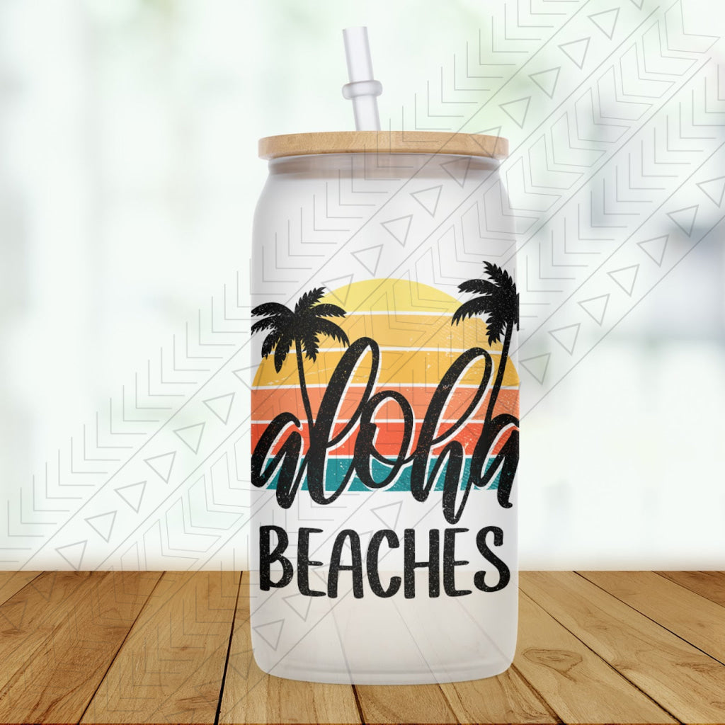 Aloha Beaches Glass Can