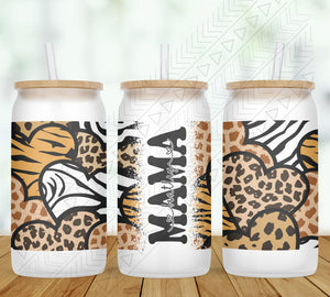 Animal Print Heart Personalized Glass Can