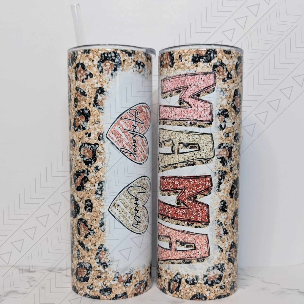 Custom Leopard Glitter Tumbler