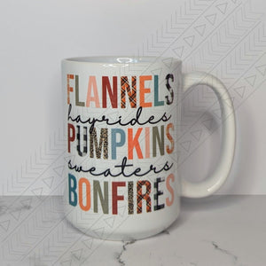 Flannels Hayrides Pumpkins Mug