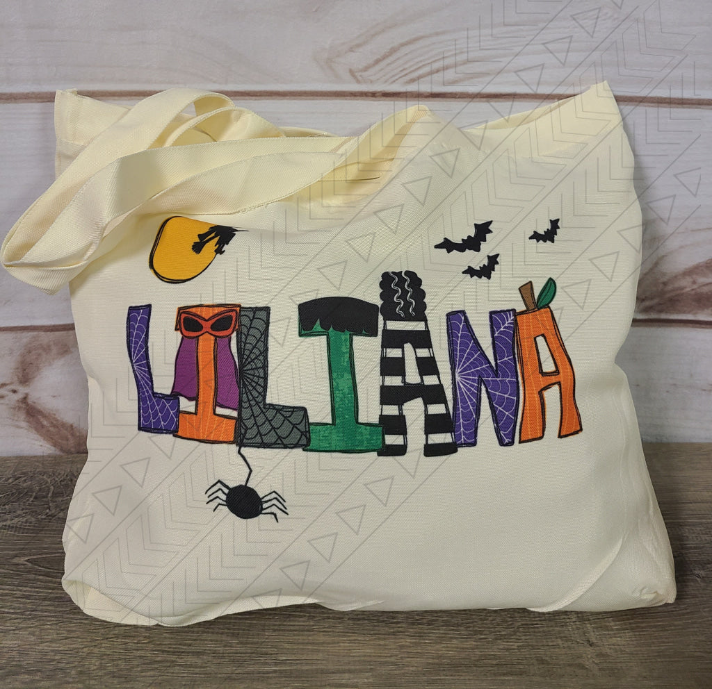 Halloween Name Bag White Tote Tote