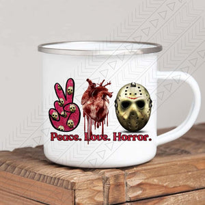 Peace Love Horror Enamel Mug Mug