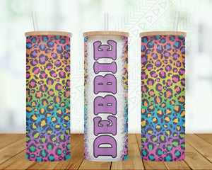 Personalized Rainbow Leopard Tumbler