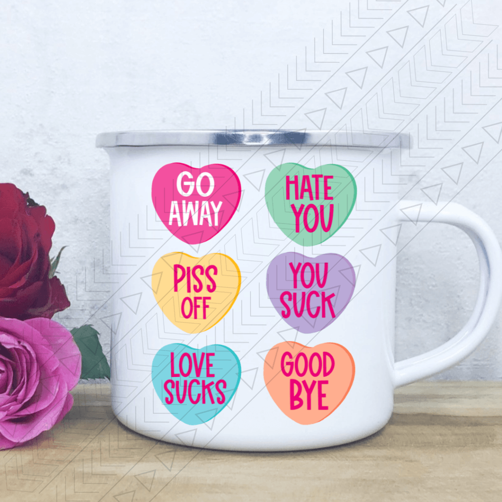 Sassy Conversation Hearts Enamel Mug Mug