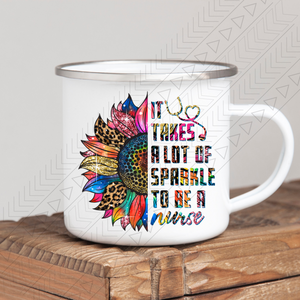 Sunflower Sparkle Nurse Enamel Mug Mug