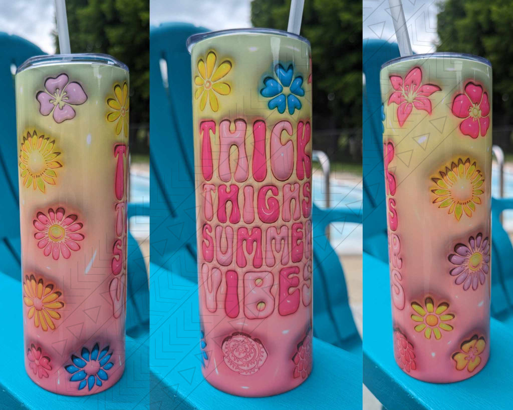 Thick Thighs Summer Vibes 3D Puff Tumbler