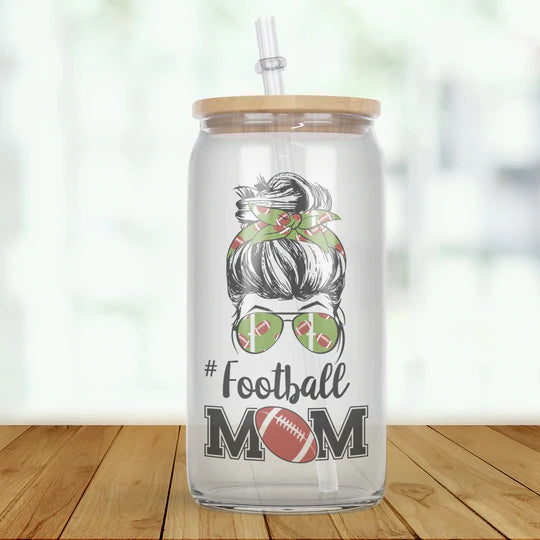 Football Mom Glass Tumbler