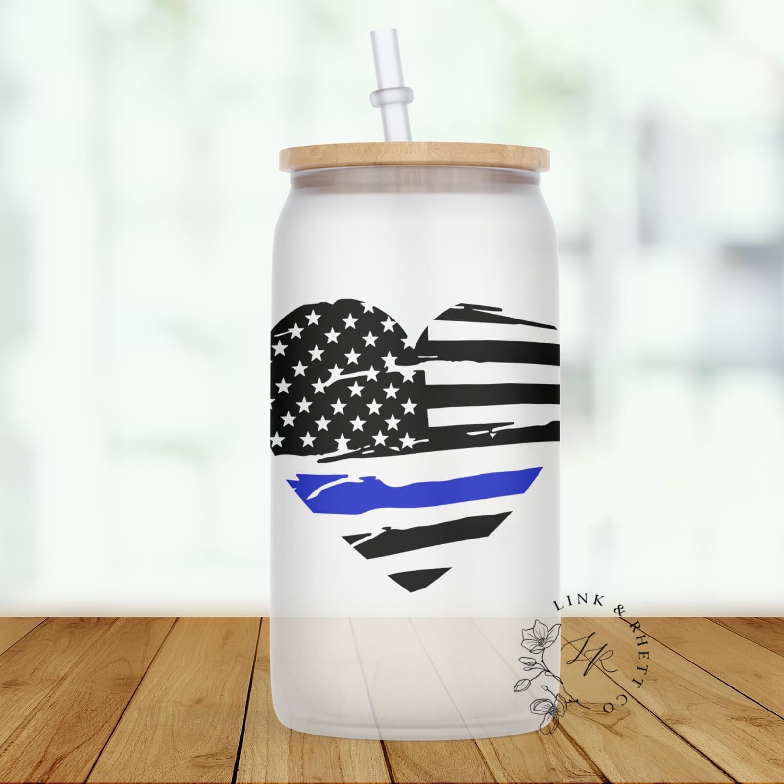 Police Thin Blue Line Glass Tumbler