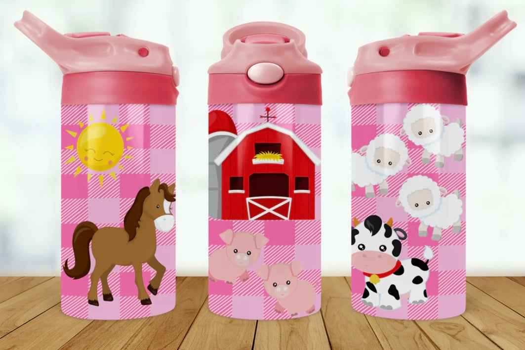 Pink Farm Personalized Kids Bottle