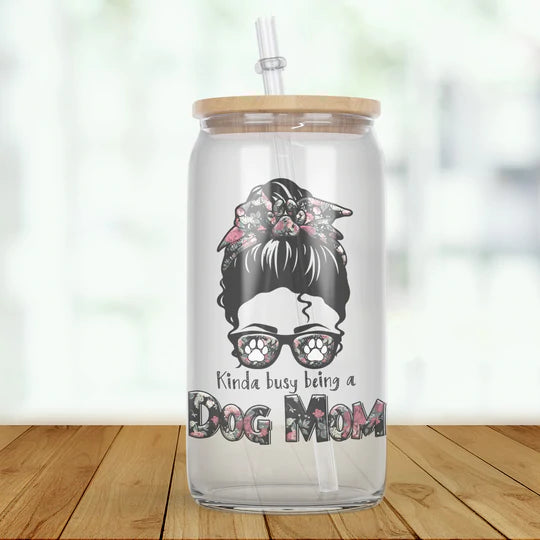 Busy Dog Mom Glass Tumbler