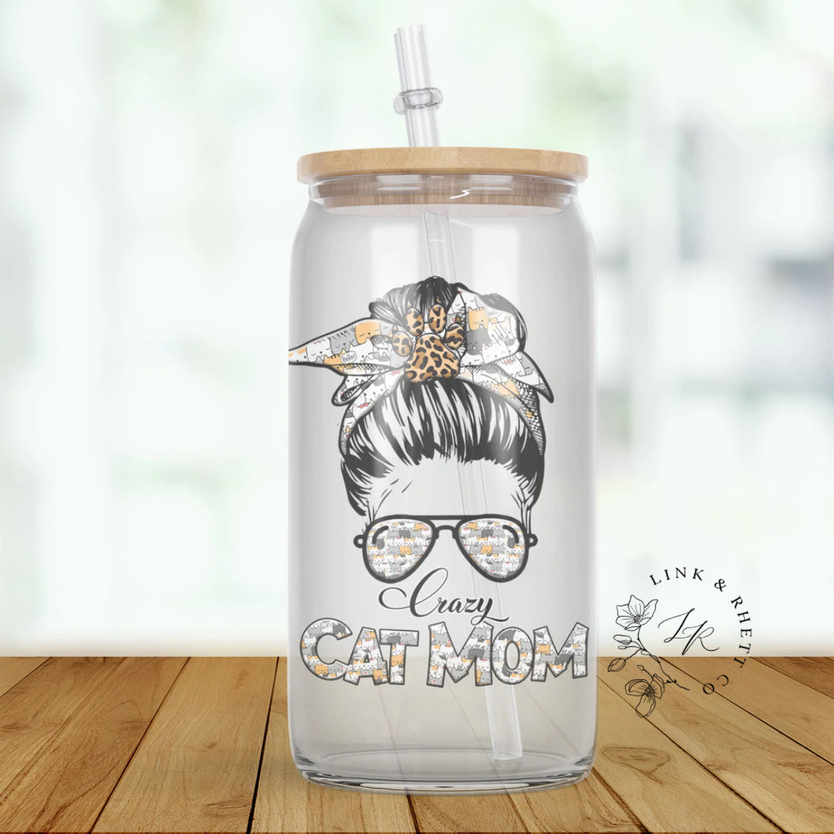 Crazy Cat Mom Glass Tumbler