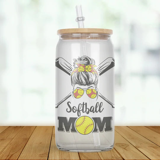 Softball Mom Glass Tumbler